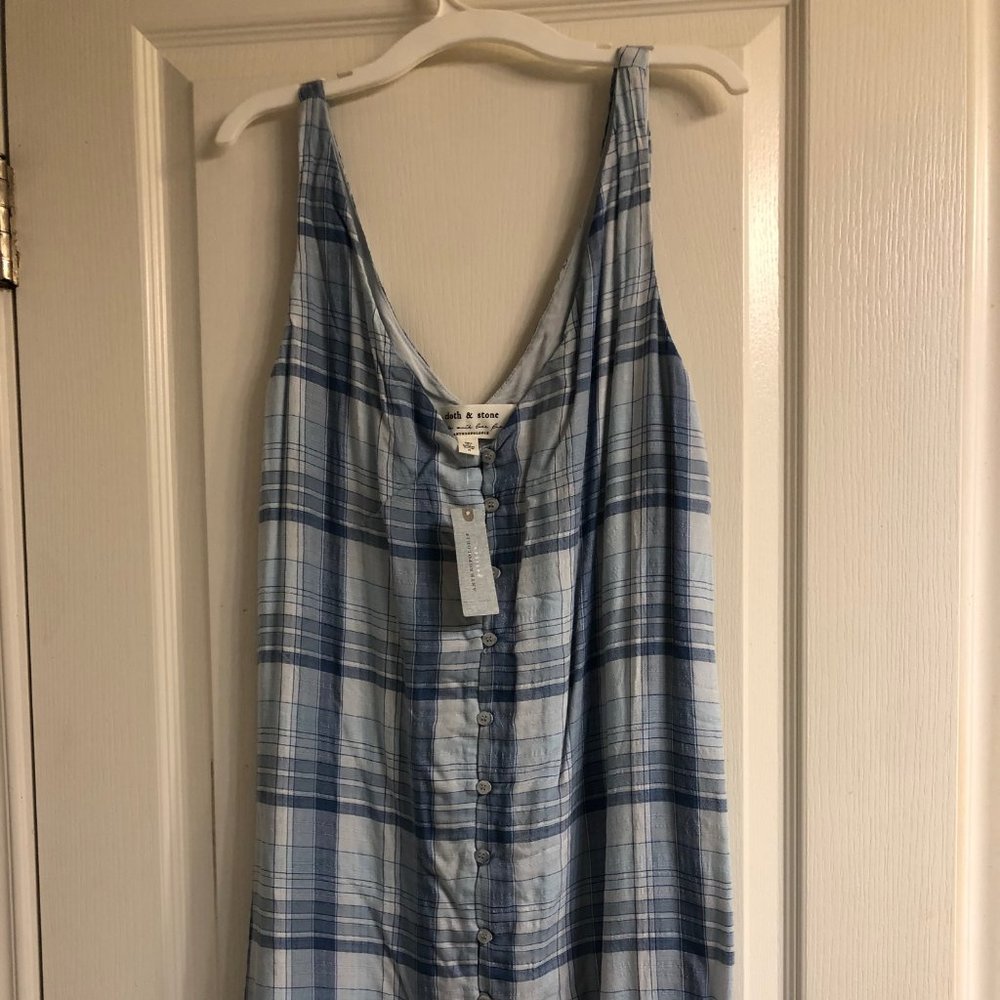 blue striped button down dress